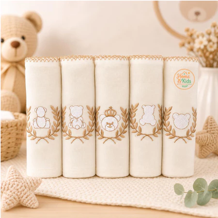 Kit Fralda de Pano Bebê Bordada 70x70 Algodão